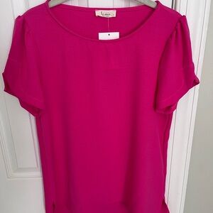 Le Amis Pink Short Sleeve Blouse